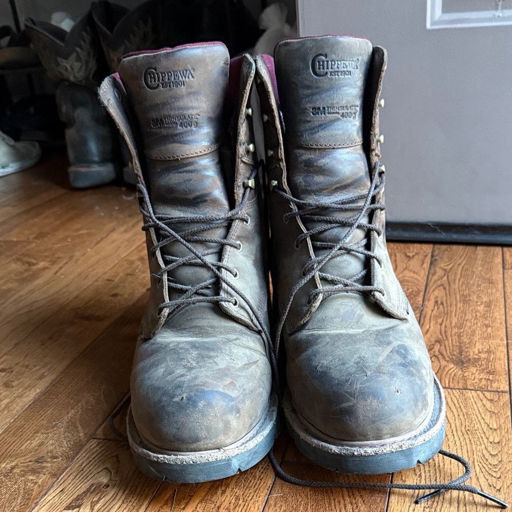 Chippewa Distressed Brown Leather Boots